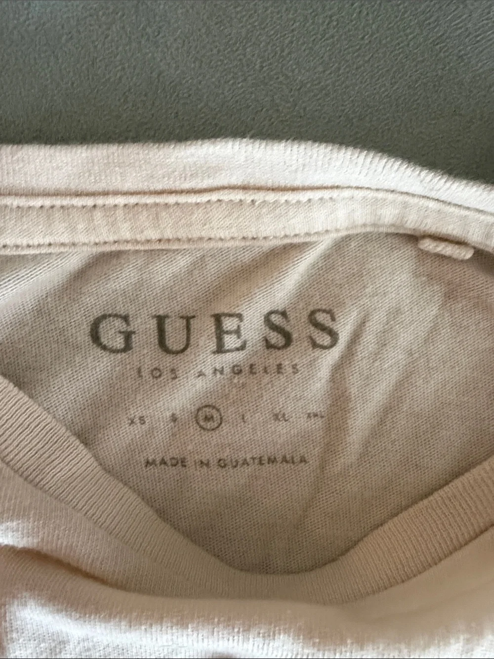 GUESS Men’s Cream Short-Sleeve Stripe Tee with Tan & Black Accents - Picture 2 of 3